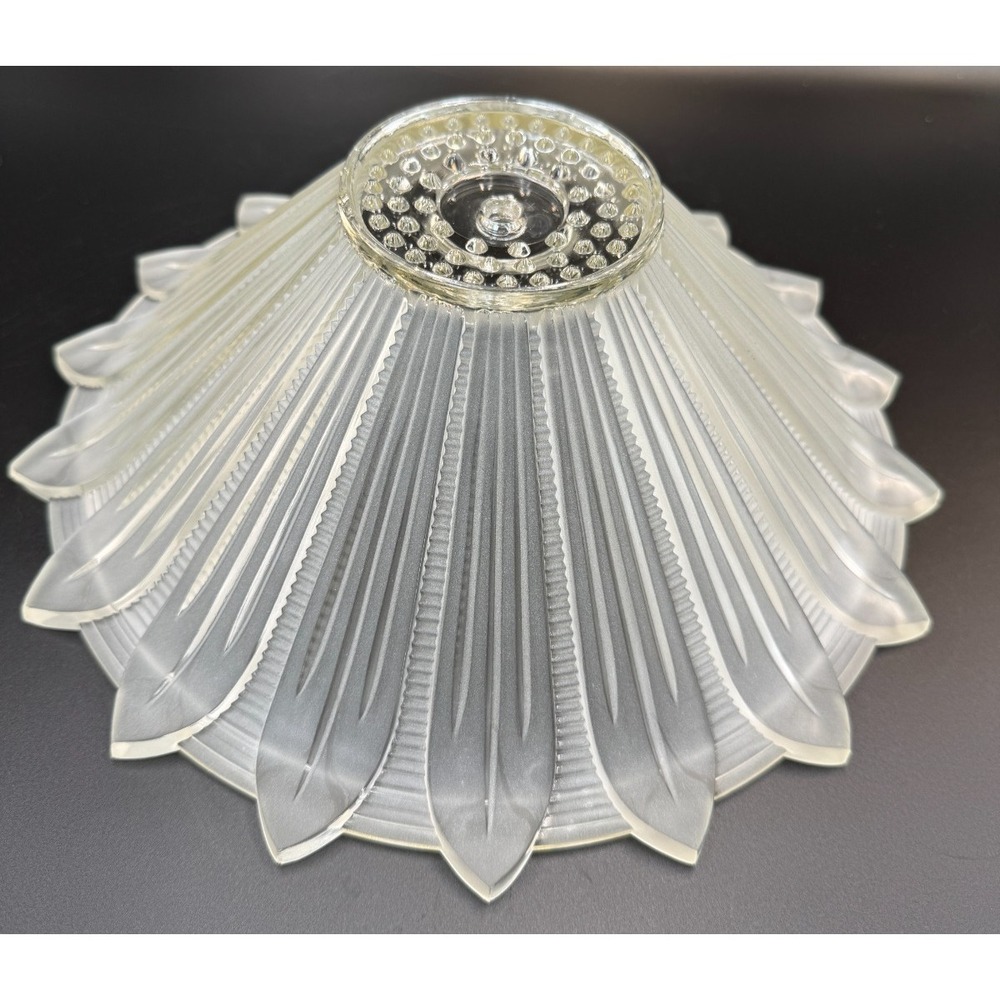 Art Deco Sunflower Ceiling Light Fixture Frosted Glass Shade 11.25" VTG Antique